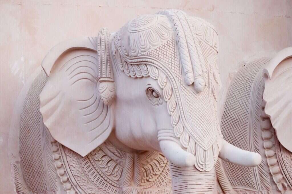 White stone elephant carving