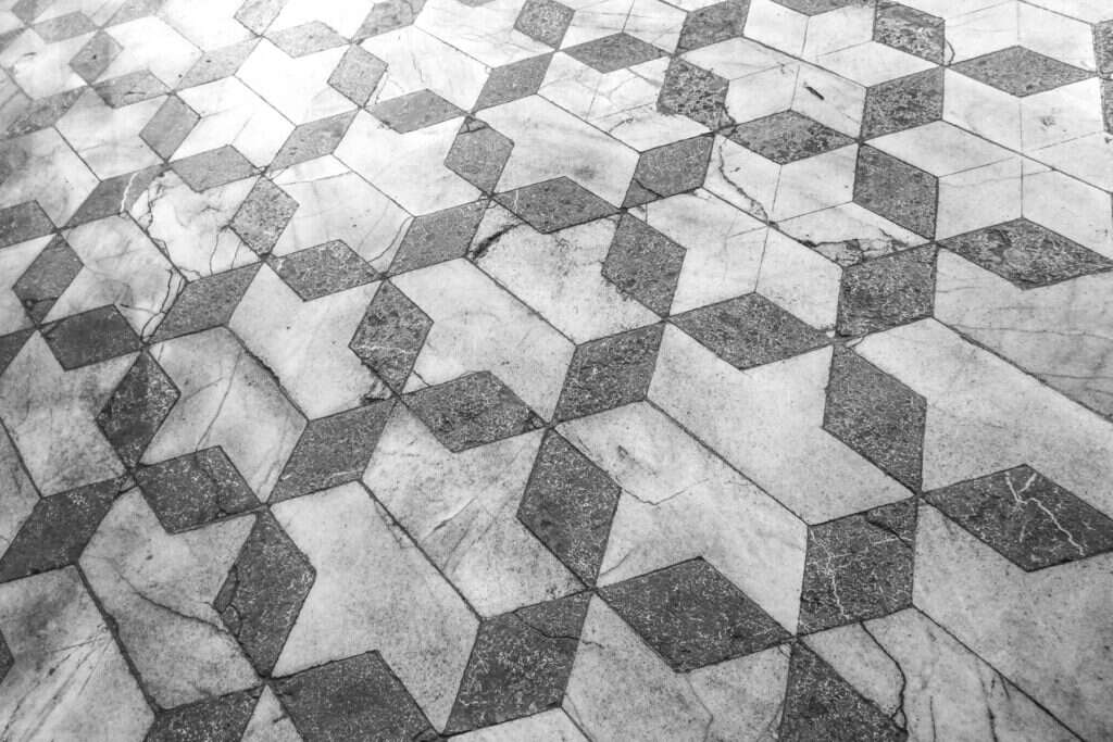 Marble tiles forming a star pattern