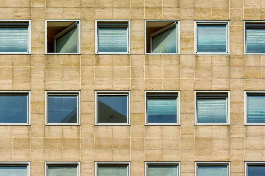 Office building with a sandstone facade