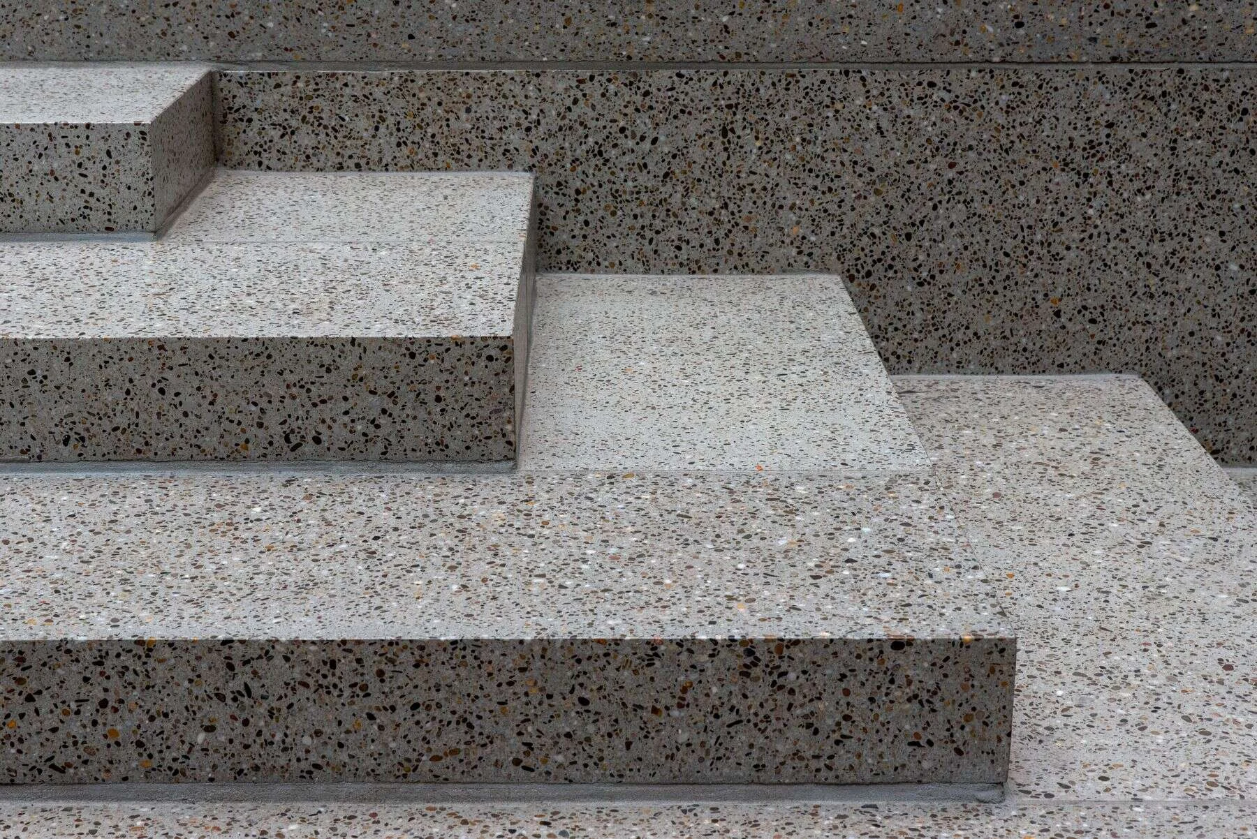 Granite steps with a fine speckled finish