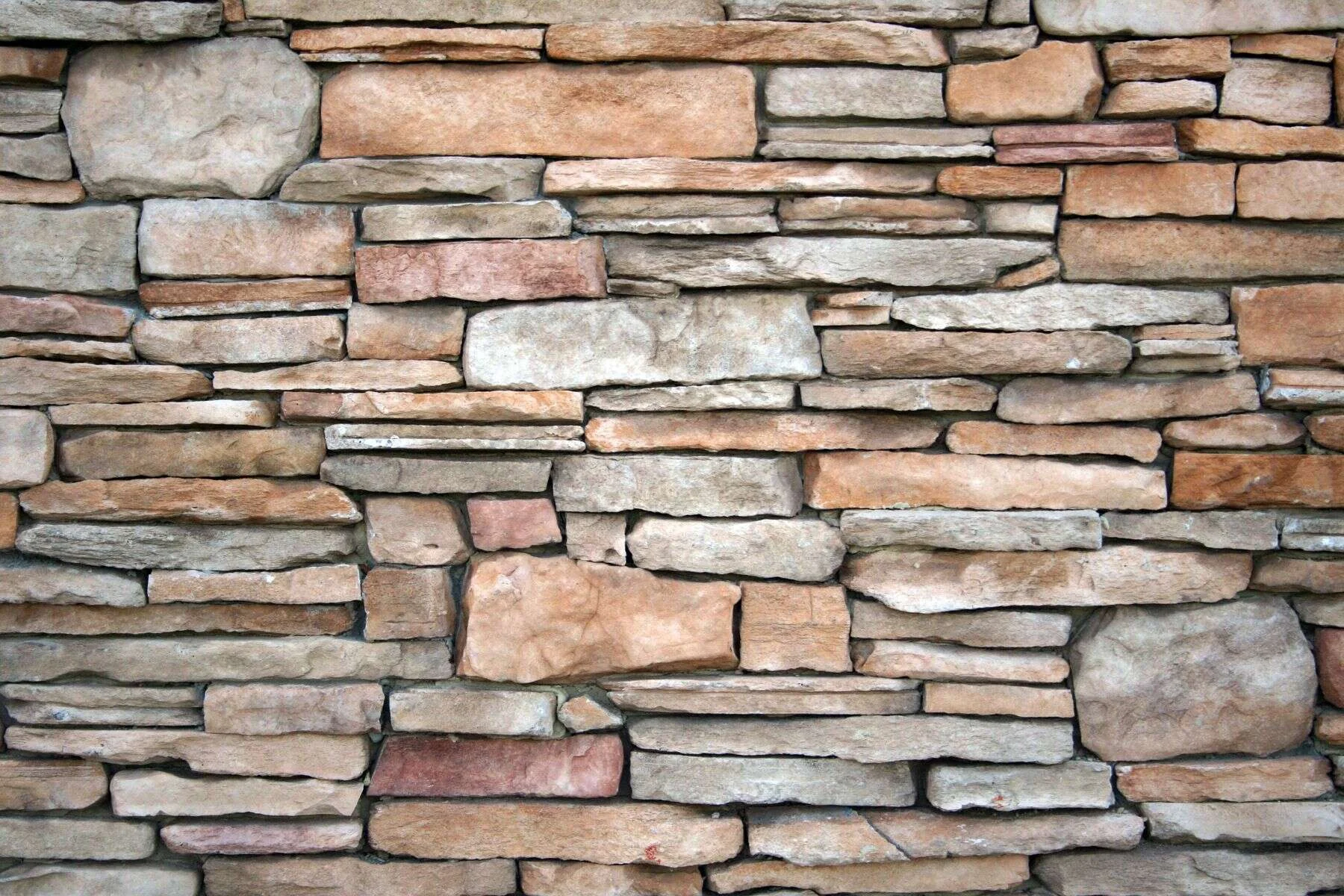 Red and grey stacked stone wall cladding