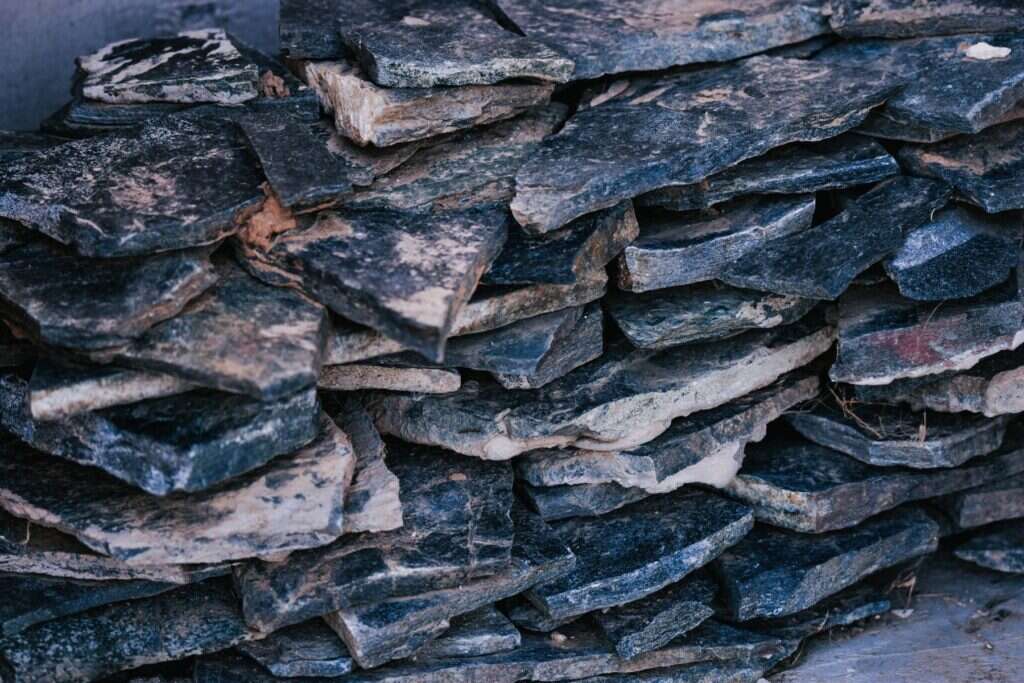 Stack of natural flat slate pieces